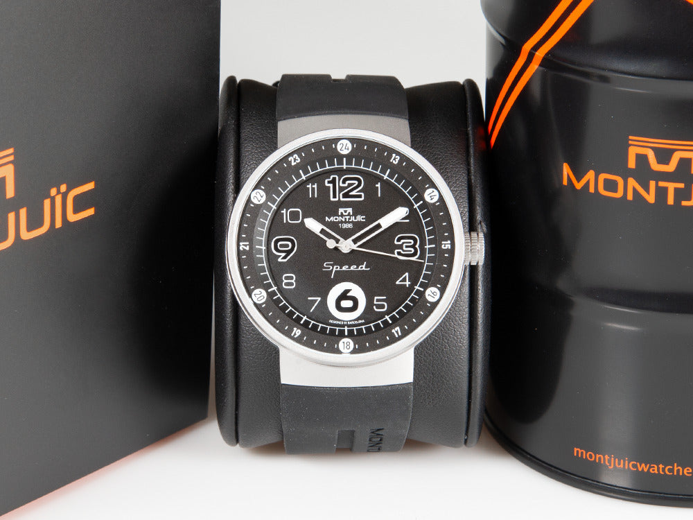 Montre à Quartz Montjuic Elegance, Acier Inoxydable, Noir, 43 mm, MJ1.0103.S