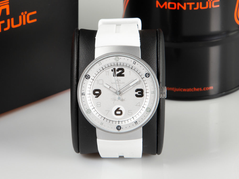 Montre à Quartz Montjuic Elegance, Acier Inoxydable, Blanc, 43 mm, MJ1.0406.S
