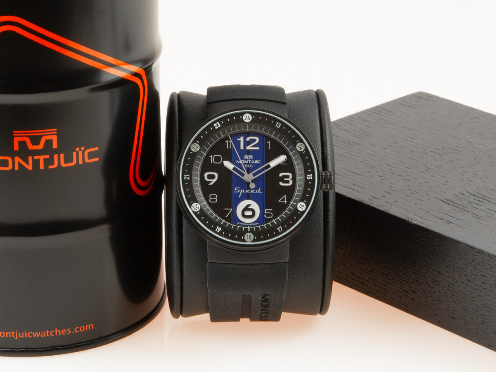 Montre à Quartz Montjuic Sport, Acier Inoxydable 316L, Noir, 43 mm, MJ1.0703.B