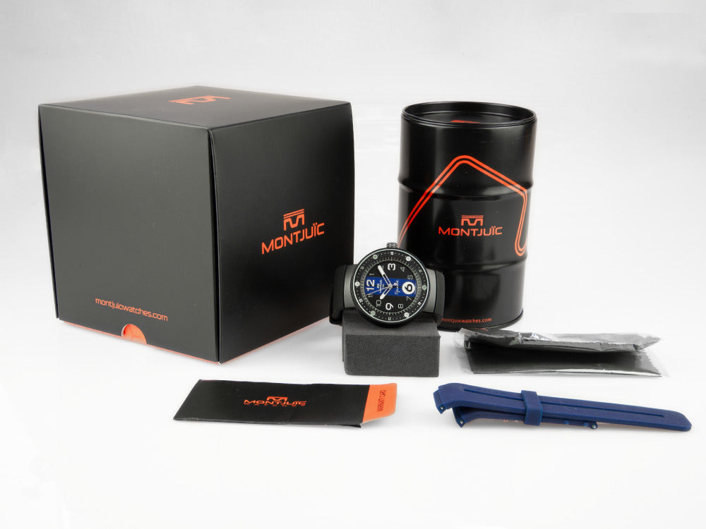 Montre à Quartz Montjuic Sport, Acier Inoxydable 316L, Noir, 43 mm, MJ1.0703.B