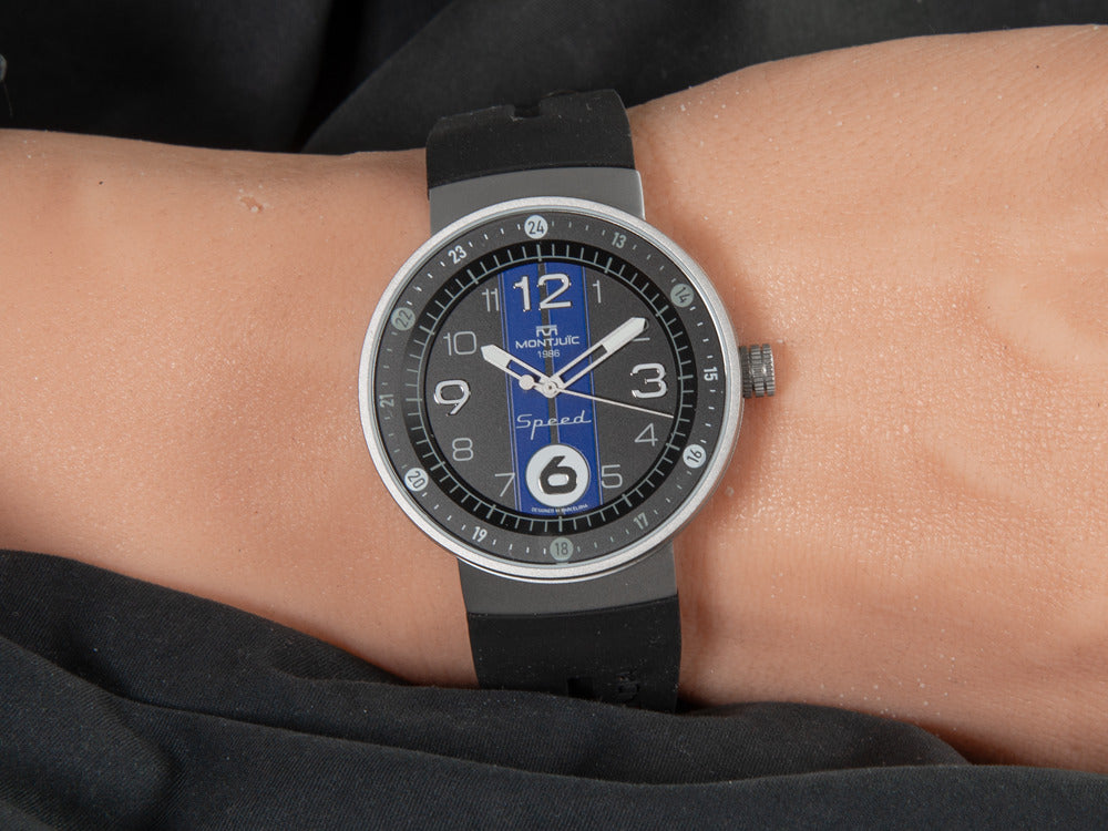 Montre à Quartz Montjuic Sport, Acier Inoxydable 316L, Noir, 43 mm, MJ1.0703.S