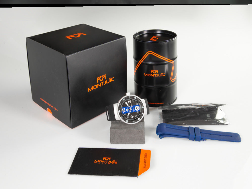 Montre à Quartz Montjuic Sport, Acier Inoxydable 316L, Noir, 43 mm, MJ1.0703.S