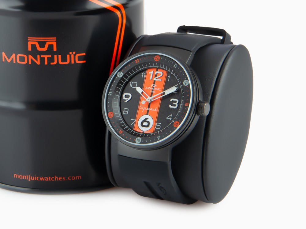 Montre à Quartz Montjuic Sport, Acier Inoxydable 316L, Noir, 43 mm, MJ1.0801.B