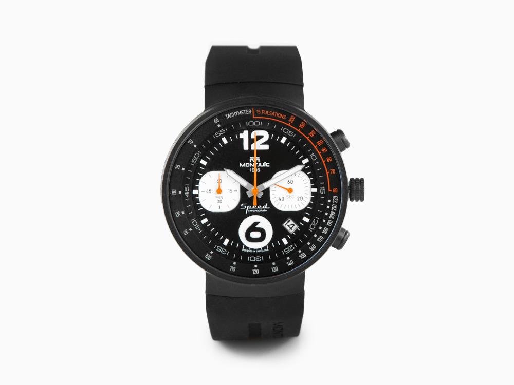 Montre à Quartz Montjuic Speed Chronograph, Noir, 45mm, MJ2.0101.B