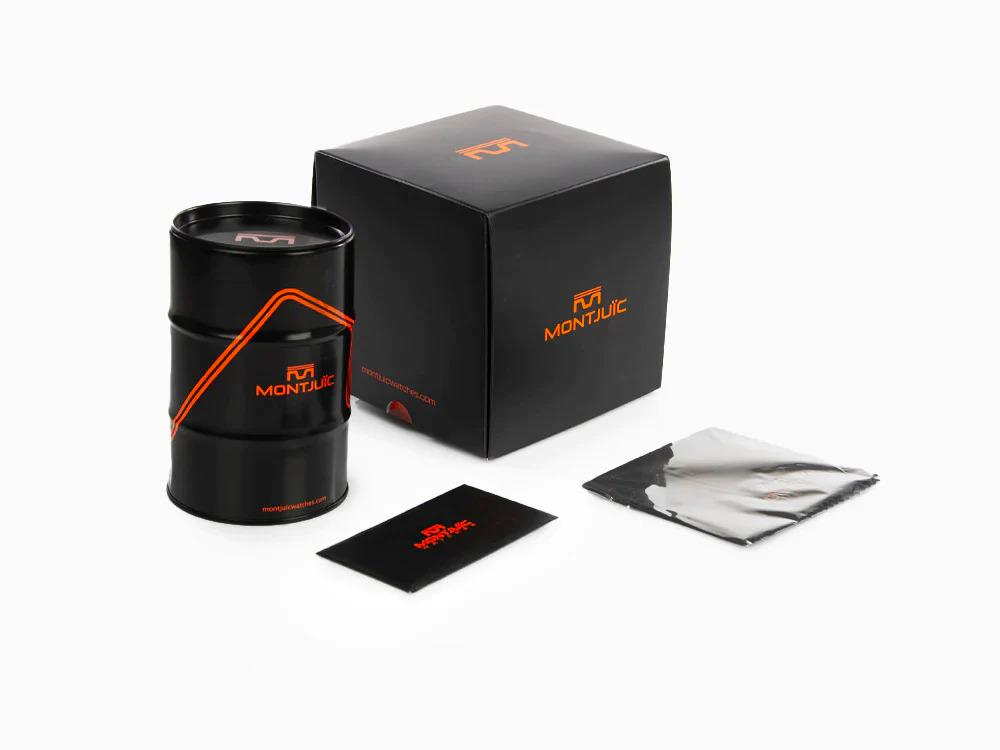 Montre à Quartz Montjuic Speed GMT, Acier Inoxydable, Noir, 43 mm, MJ3.0203.S