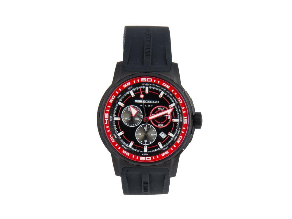 Montre Momo Design Pilot Pro Crono Quarzo, PVD, Chronographe, 46mm,MD2164BK-41