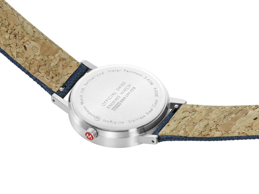 Montre à Quartz Mondaine SBB Classic, Bleu, 36 mm, Textile, A660.30314.40SBD