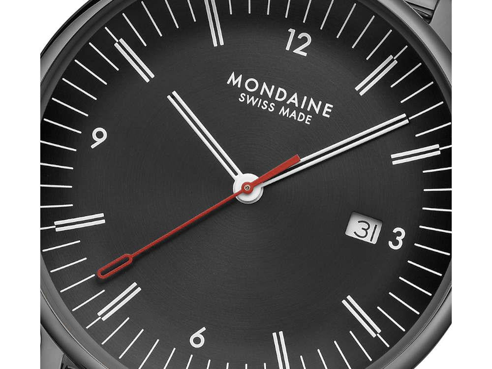 Montre à Quartz Mondaine Doppio IP Gun, Noir, 41 mm, MLE.41220.SM