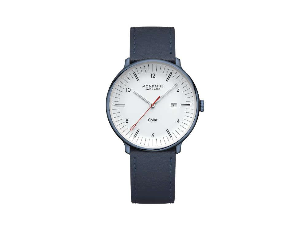 Montre à Quartz Solar Mondaine Doppio IP, Blanc, 41 mm, MLE.41910.LQV