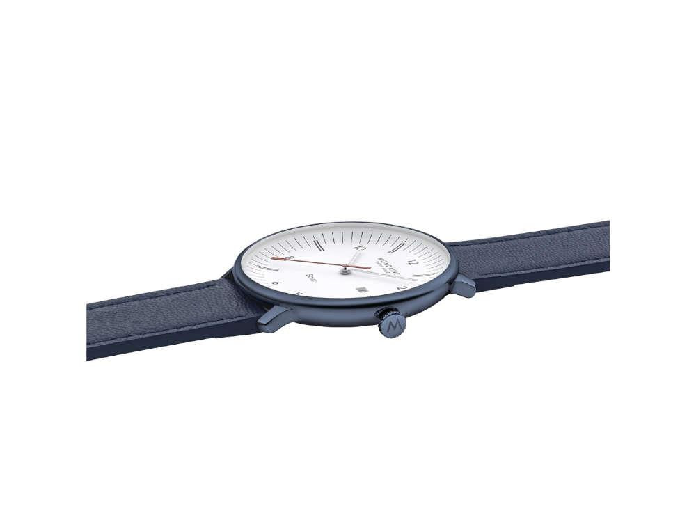 Montre à Quartz Solar Mondaine Doppio IP, Blanc, 41 mm, MLE.41910.LQV