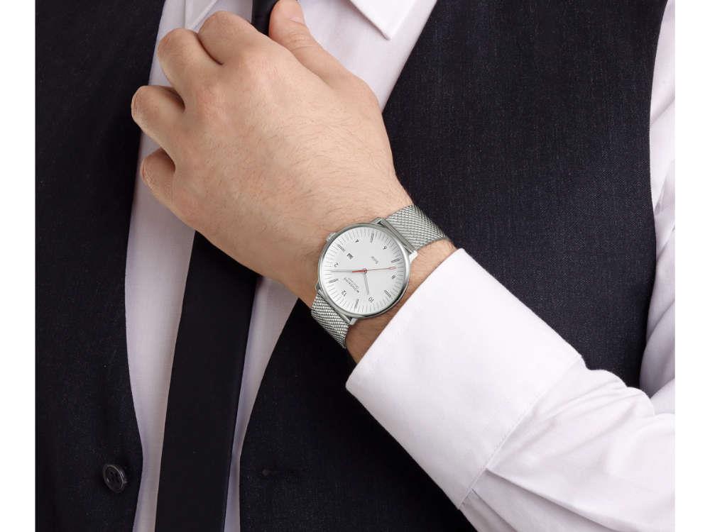 Montre à Quartz Solar Mondaine Doppio, Blanc, 41 mm, MLE.41910.SM