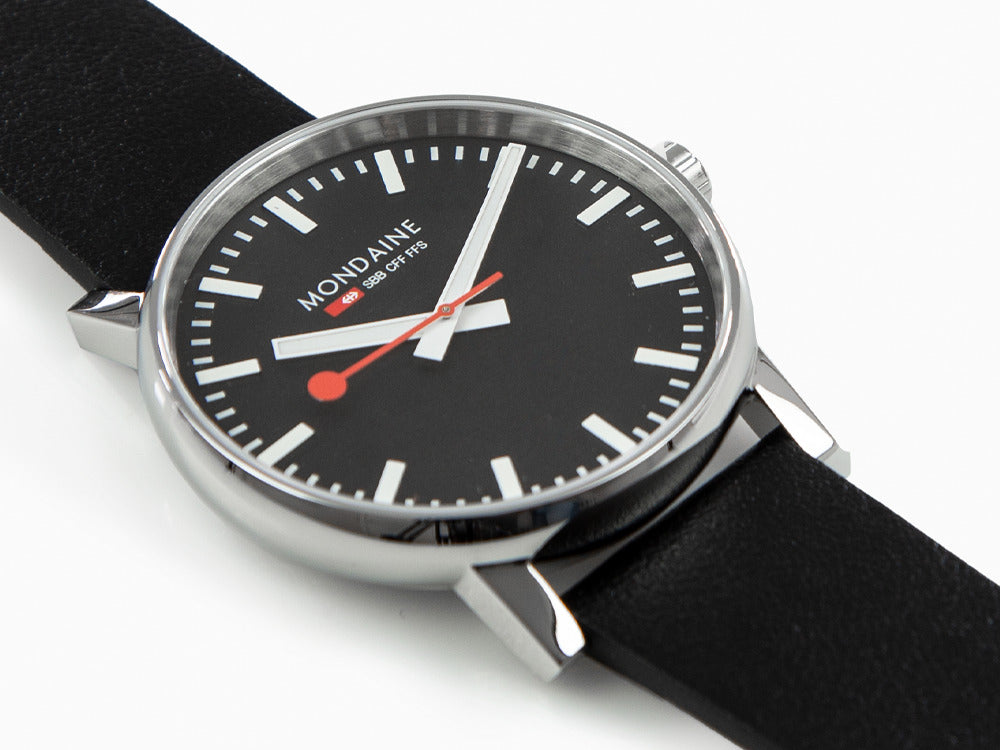 Montre à Quartz Mondaine SBB Evo, Acier poli, Noir, 43 mm MSE.43120.LB