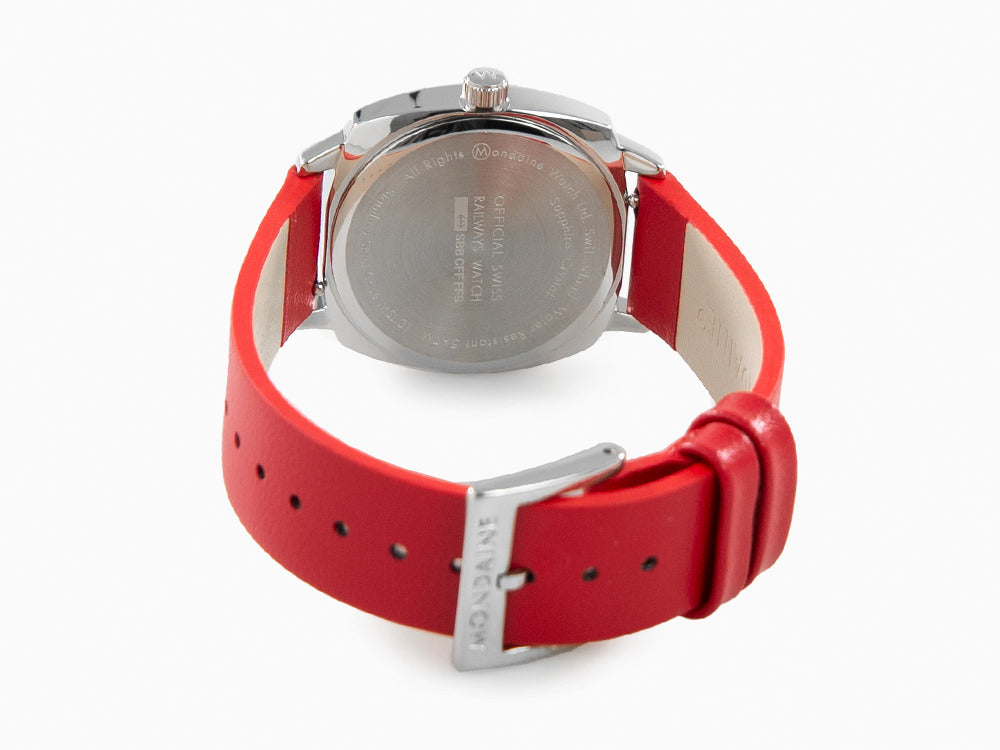 Montre à Quartz Mondaine Cushion, Blanc, 31 mm, Bracelet en cuir, MSL.31110.LCV