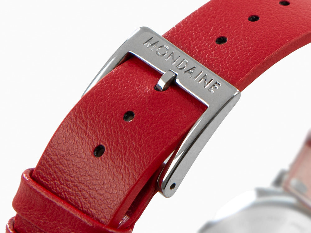 Montre à Quartz Mondaine Cushion, Blanc, 31 mm, Bracelet en cuir, MSL.31110.LCV