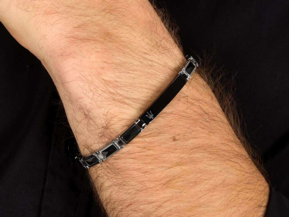 Bracelet Maserati Gioielli Ceramic, Acier, Noir, JM226ATZ79