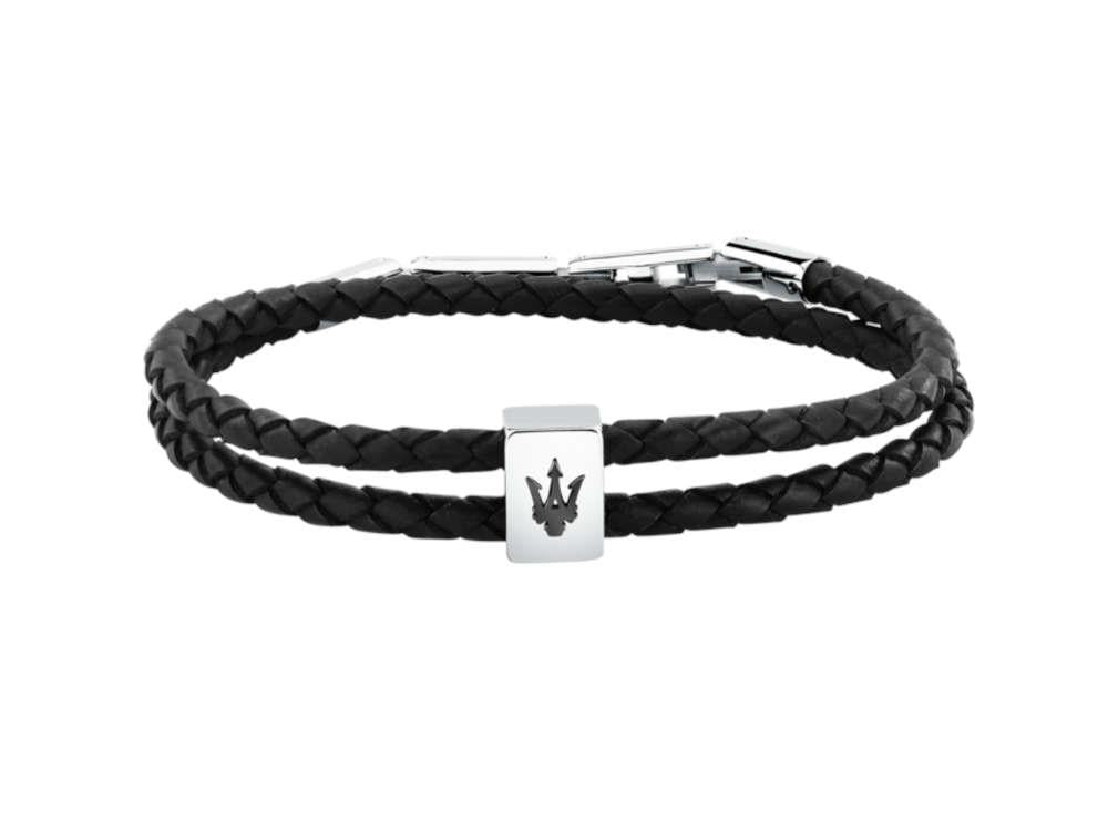 Bracelet Maserati Gioielli Cuir, Noir, Acier Inoxydable, JM226AVE44