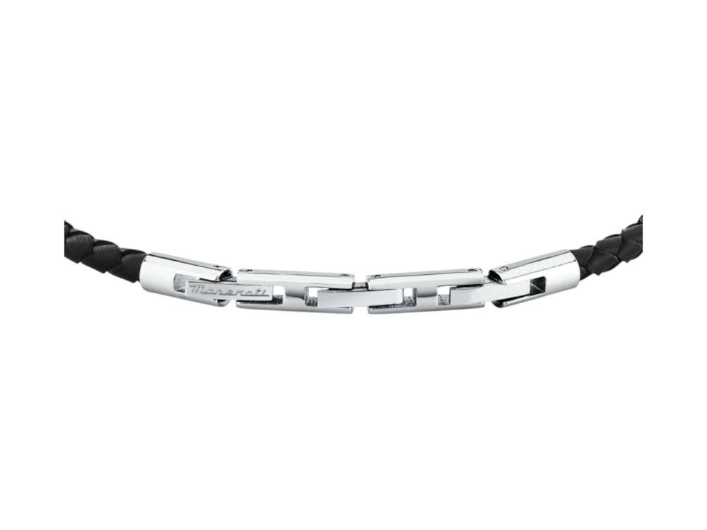 Bracelet Maserati Gioielli Cuir, Noir, Acier Inoxydable, JM226AVE44