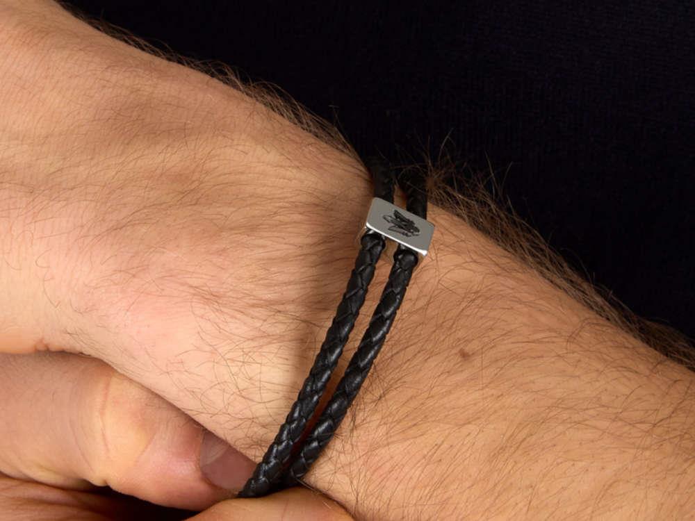 Bracelet Maserati Gioielli Cuir, Noir, Acier Inoxydable, JM226AVE44