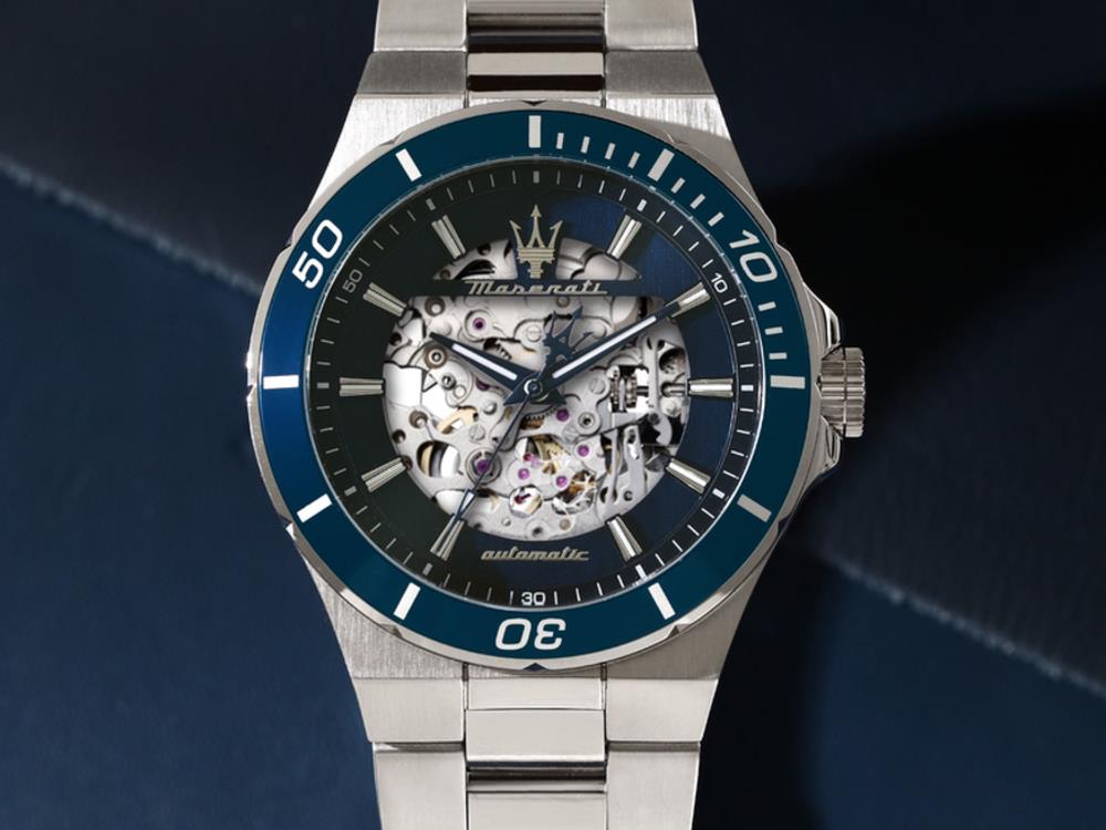 Montre Automatique Maserati Sfida, Bleu, 41 mm, Verre minéral, R8823140019