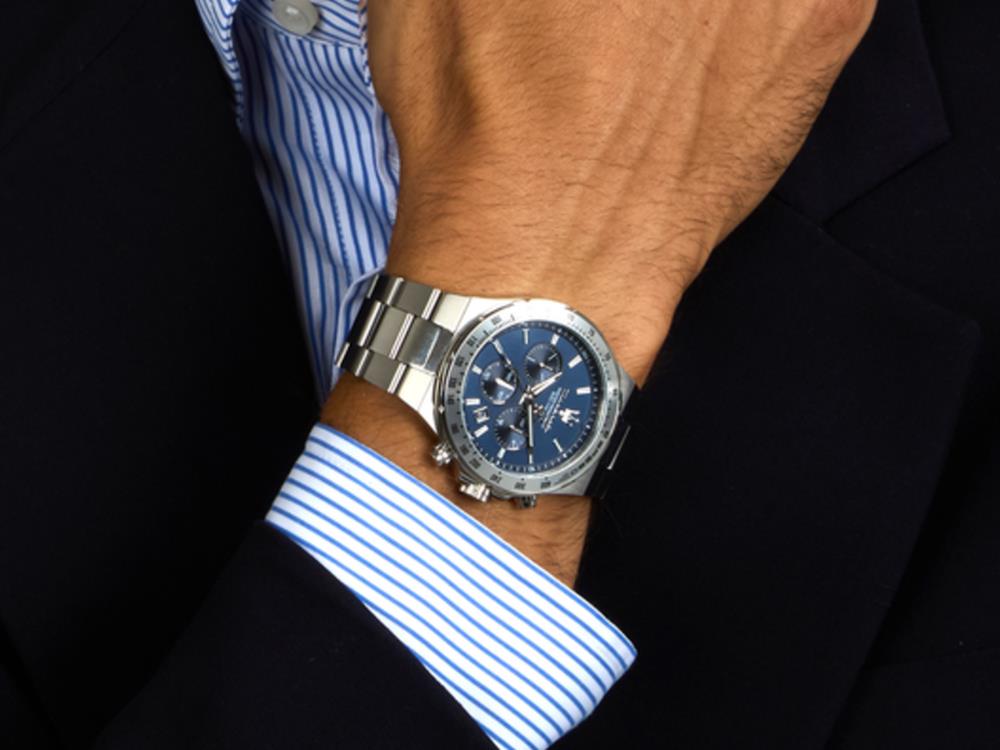 Montre à Quartz Maserati Sfida, Bleu, 41 mm, Verre minéral, R8873640029