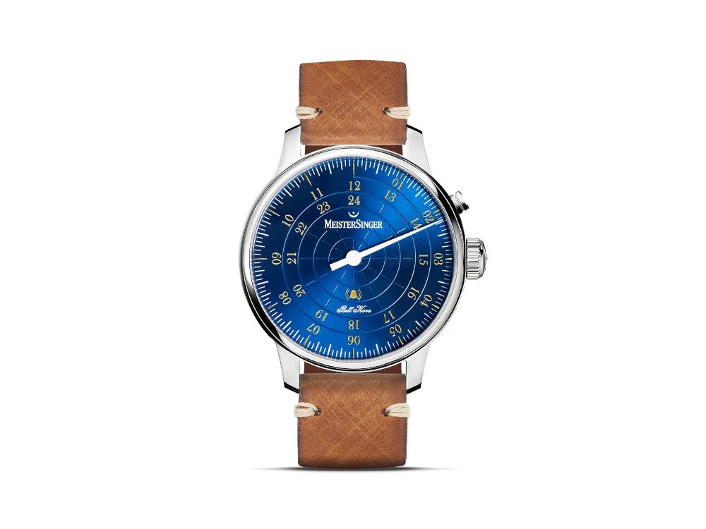 Montre Automatique Meistersinger Bell Hora, SW 200, Bleu, 43 mm, BHO918G-SVSL03