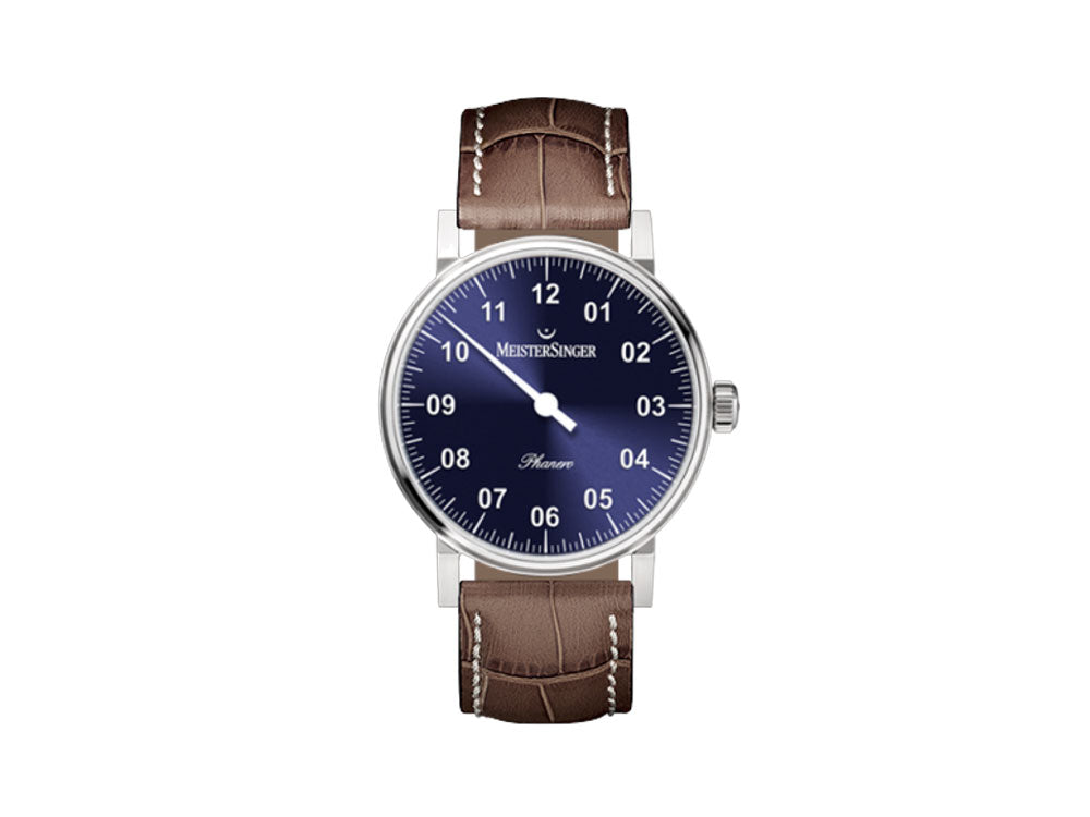 Montre Meistersinger Phanero, Remontage manuel, Bleu sunburst, PH308-SG12W