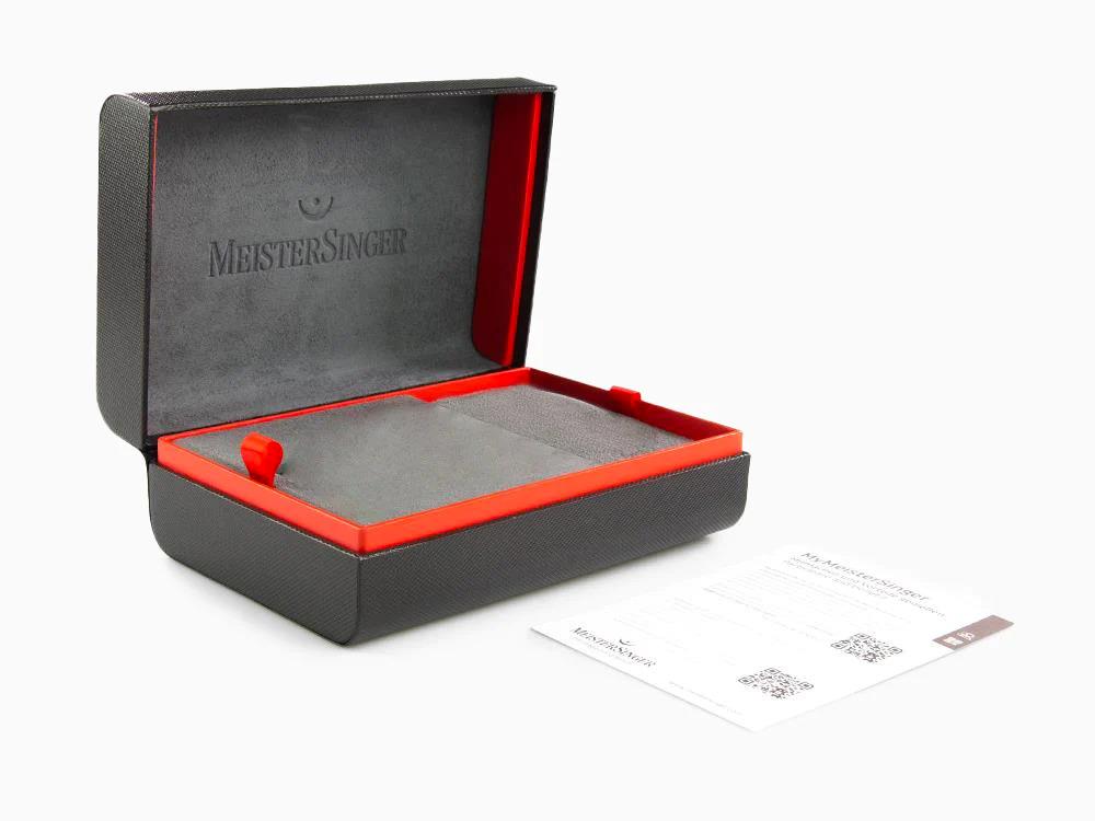 Montre Automatique Meistersinger Pangaea Date, 40 mm, Noir, Cuir, PMD907D