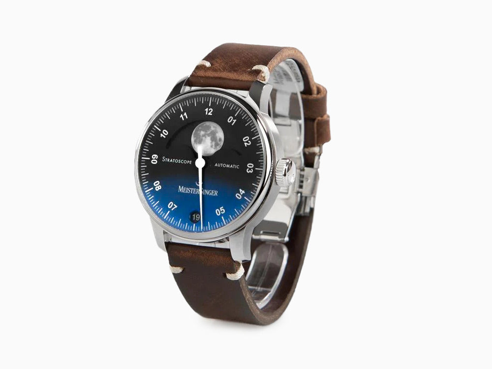 Montre Meistersinger Stratoscope, SW 220-1, 43 mm, Bleu, ST982-SVSL02