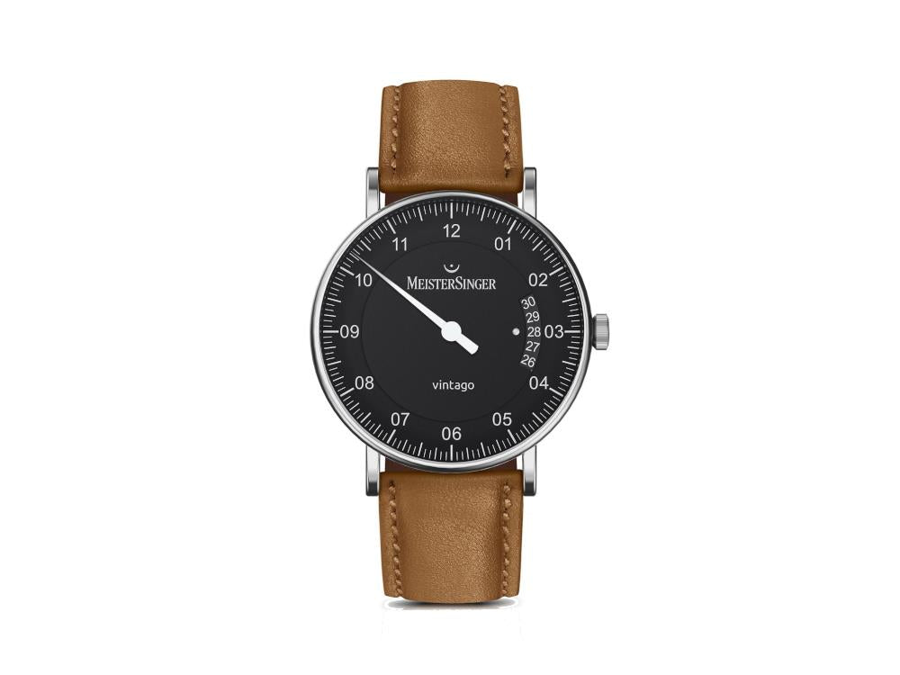 Montre Automatique Meistersinger Vintago, SW 200-1, 38 mm, Noir, VT902