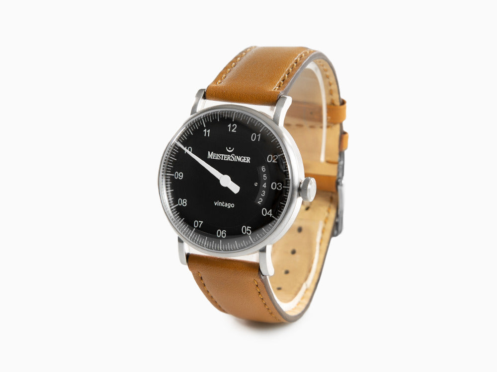Montre Automatique Meistersinger Vintago, SW 200-1, 38 mm, Noir, VT902