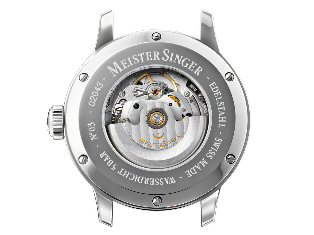 Montre Automatique Meistersinger N3, ETA 2824-2, Bracelet en cuir Bleu, AM903