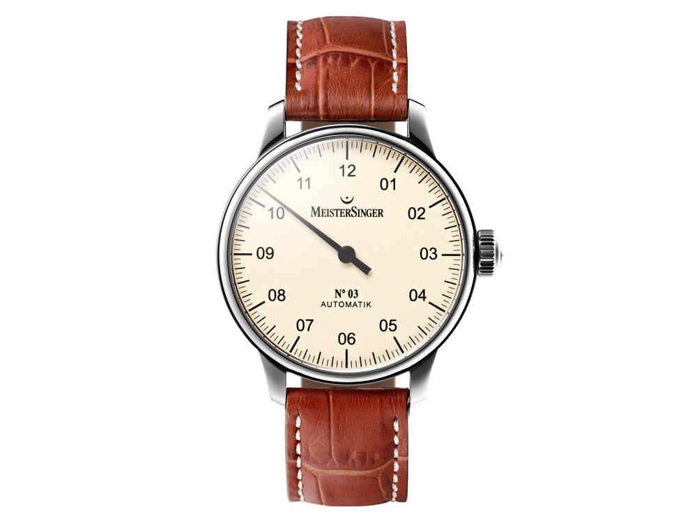 Montre Automatique Meistersinger N3, ETA 2824-2, 43mm. Bracelet en cuir, AM903