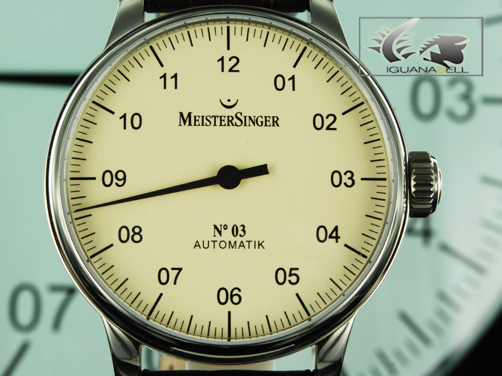 Montre Meistersinger N3, ETA 2824-2, 43mm. Bracelet en cuir, AM903-SG02