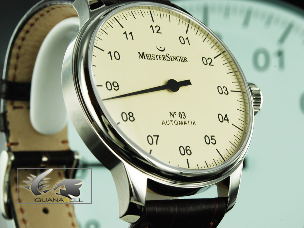 Montre Meistersinger N3, ETA 2824-2, 43mm. Bracelet en cuir, AM903-SG02