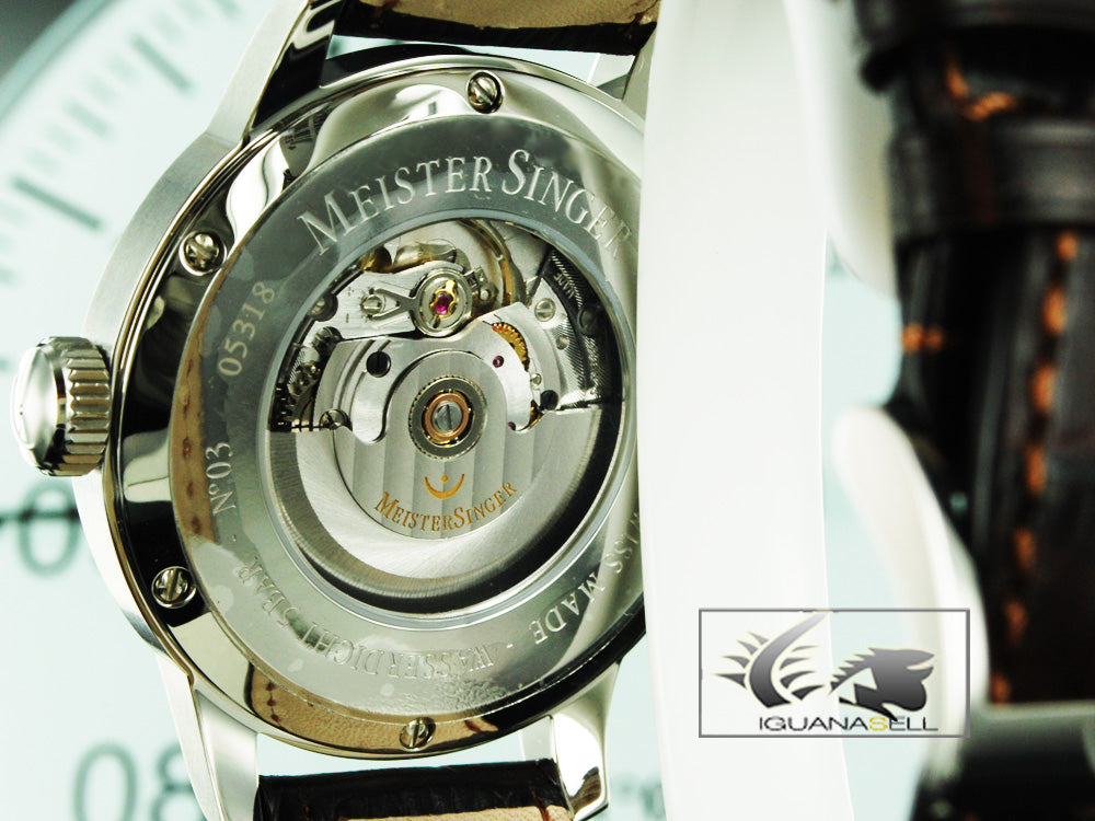 Montre Meistersinger N3, ETA 2824-2, 43mm. Bracelet en cuir, AM903-SG02