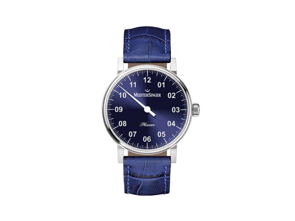 Montre Meistersinger Phanero, Remontage manuel, Bleu sunburst, 35mm, PH308-SG14