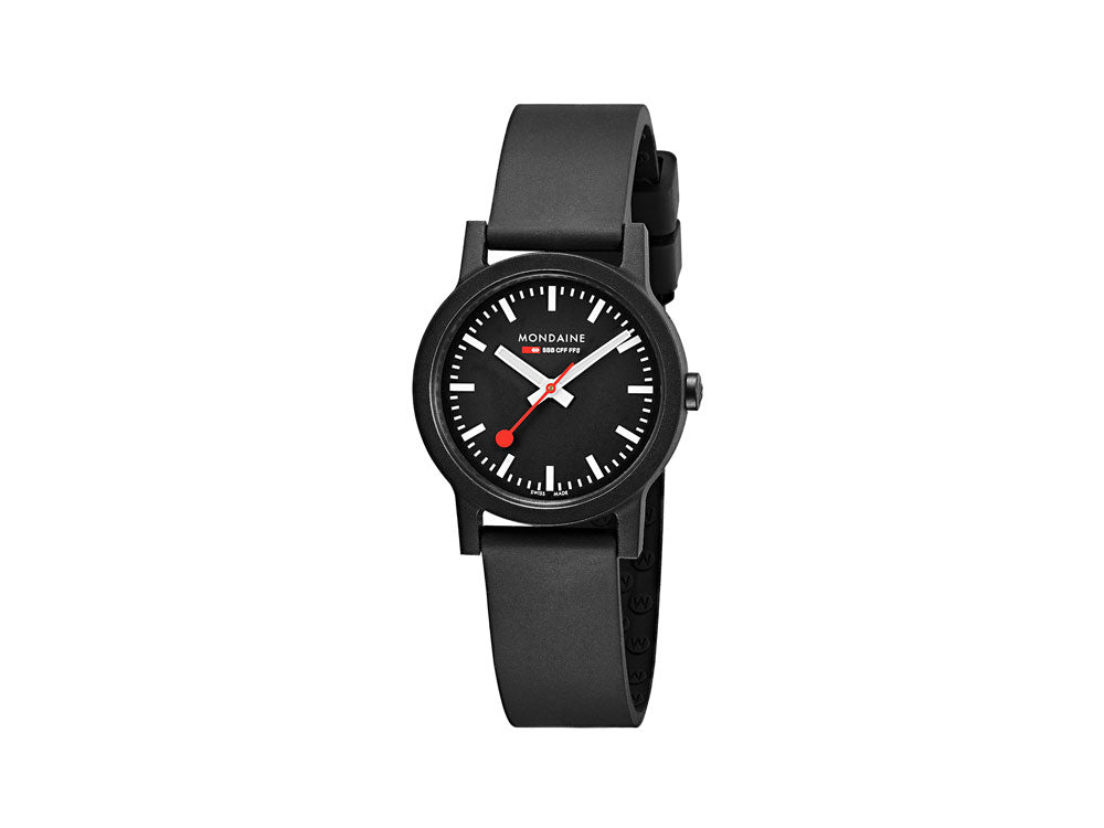Montre à Quartz Mondaine Essence, Écologique - recyclé, Noir, 32mm, MS1.32120.RB
