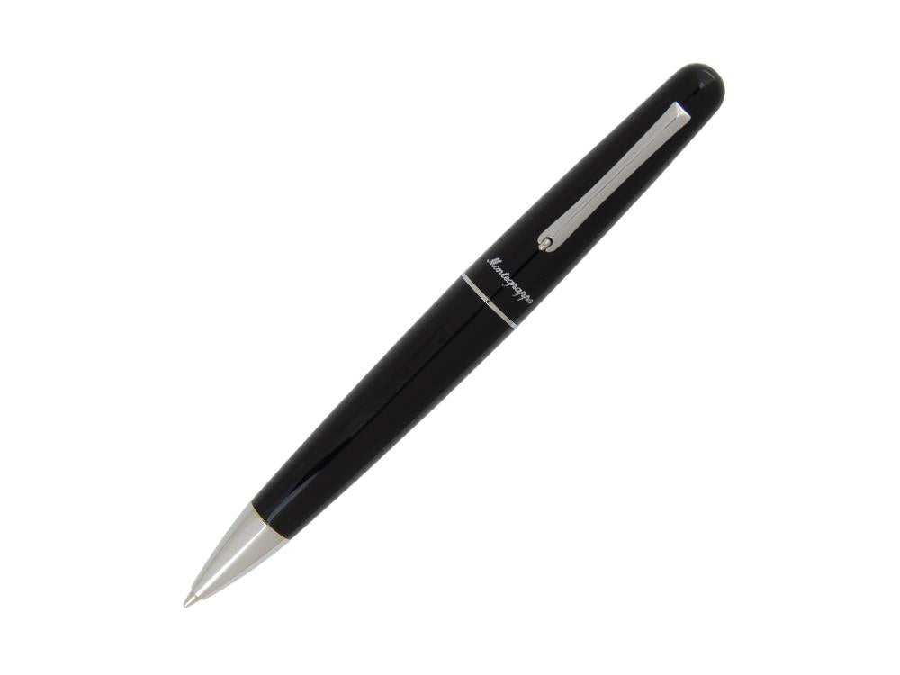 Stylo bille Montegrappa Elmo 01, Résine Noire, Acier Inoxydable, ISEORBAC