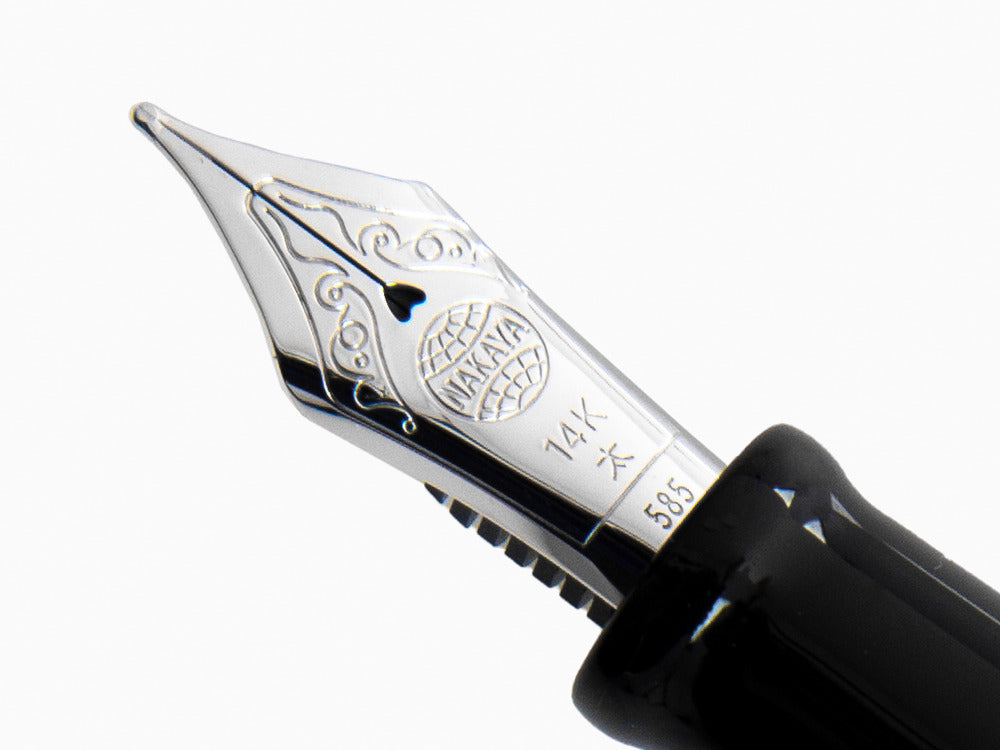 Stylo Plume Nakaya Cigar Kuro-Roiro Piccolo, Noir, Or 14k rodhium