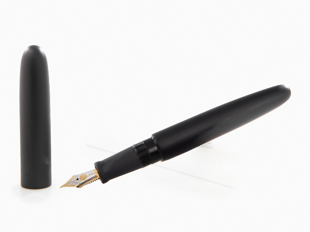 Stylo Plume Nakaya Cigar Long, Black Hairline, Ebonite, D-17mm, Or 14k