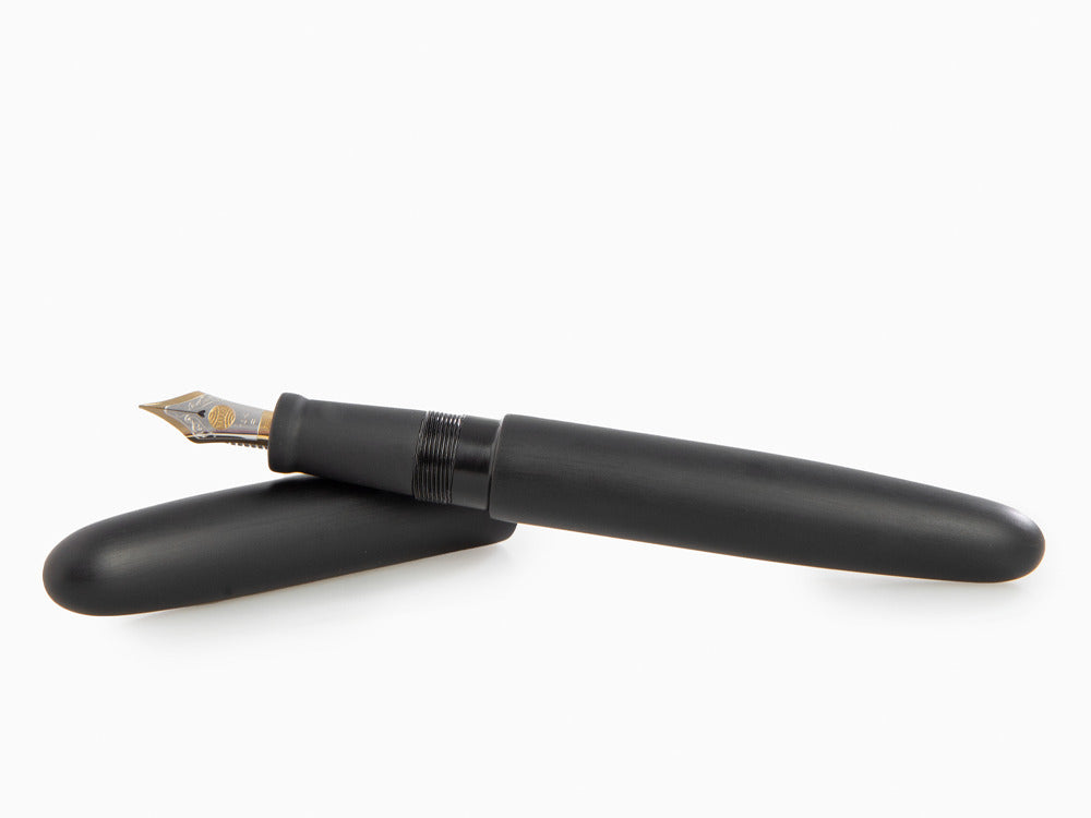 Stylo Plume Nakaya Cigar Long, Black Hairline, Ebonite, D-17mm, Or 14k