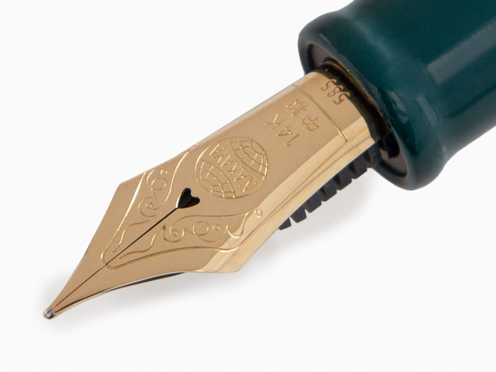 Stylo Plume Nakaya Cigar Piccolo, Midori, Ebonite, Ebonite, Or 14k