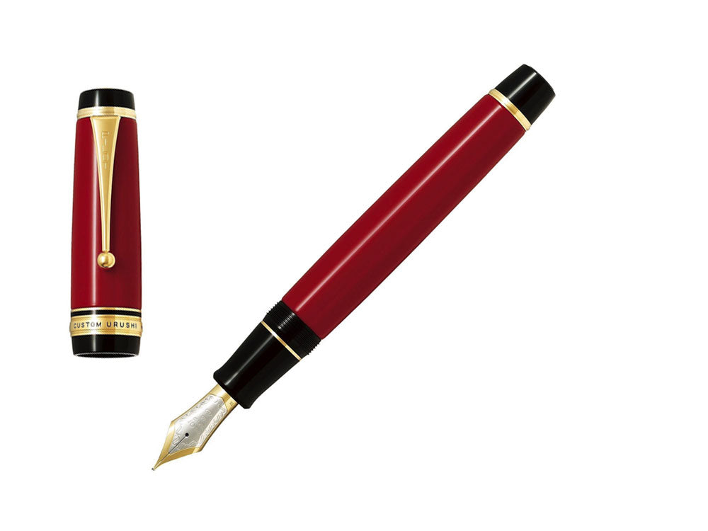Stylo Plume Pilot Custom Urushi, Ebonite, Attributs or, Rouge, NPUR