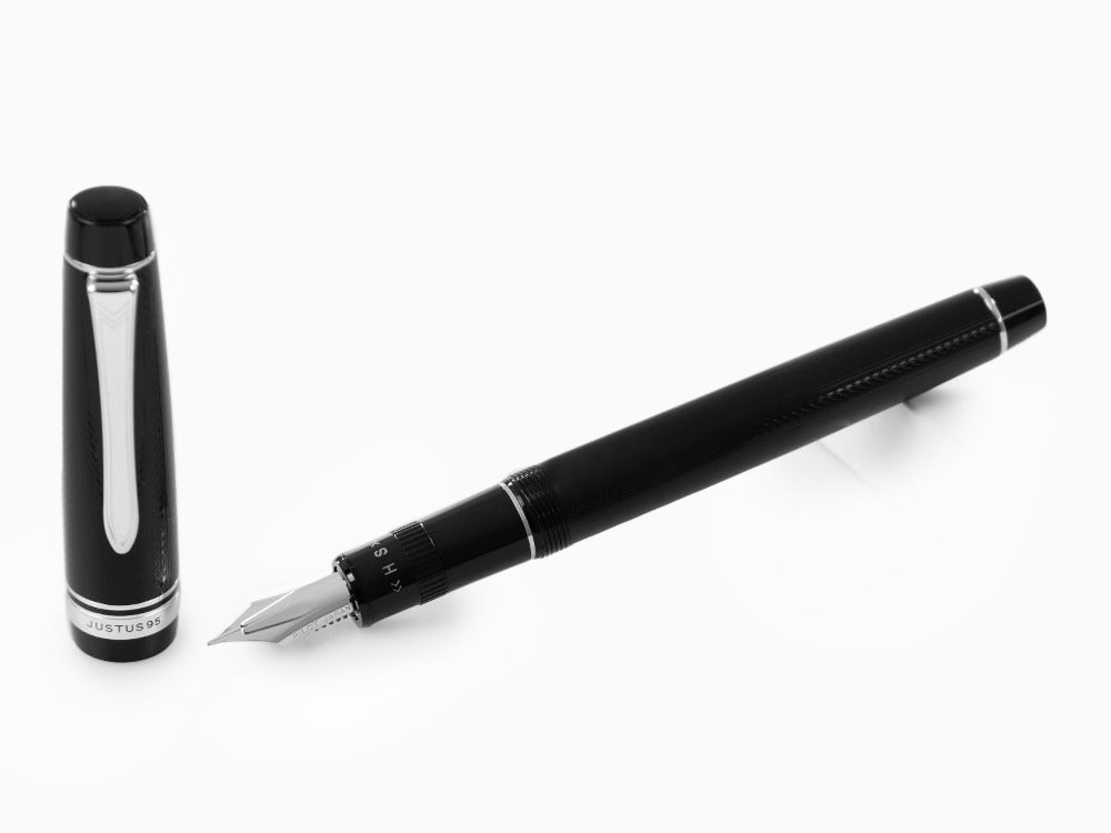 Stylo Plume Pilot Justus 95, Résine, Rhodium, Noir, FJ-3MRR-NB-NT