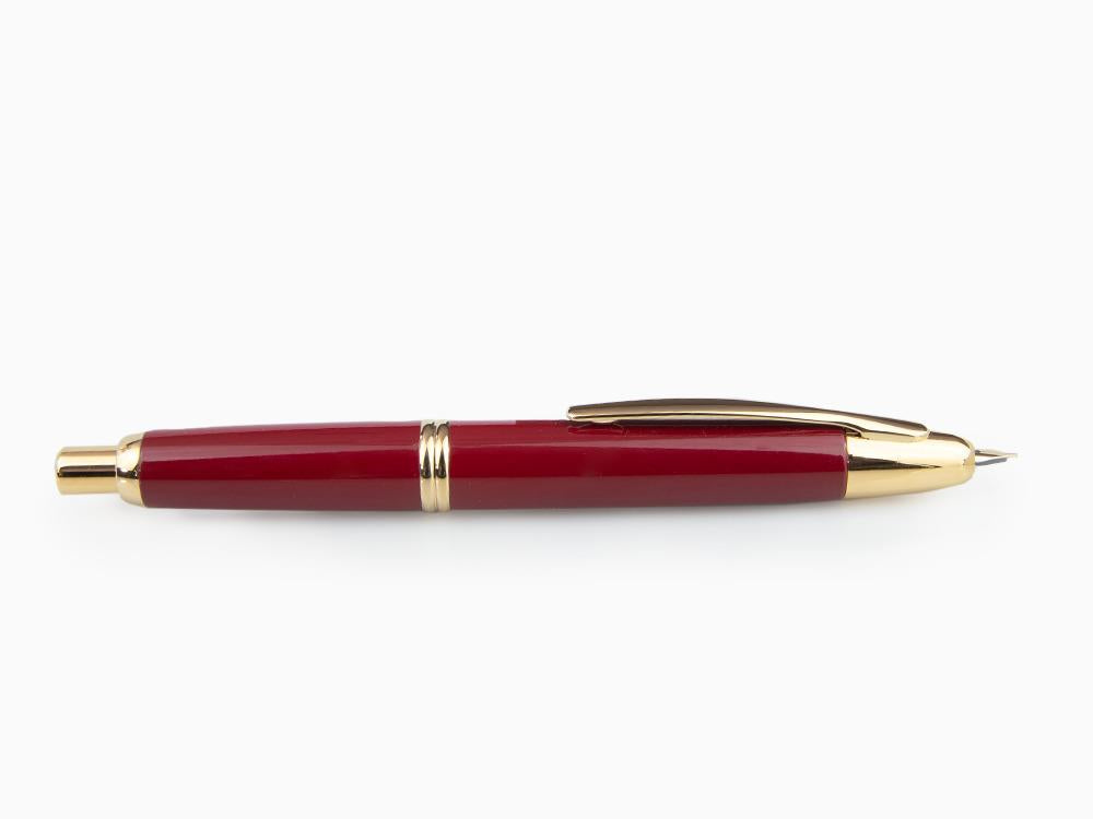 Stylo Plume Pilot Rétractable, Rouge, Or, "Capless"