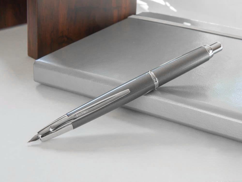 Stylo Plume Pilot Capless Decimo, Chrome, Gris, FK-1500D-RH-GREY