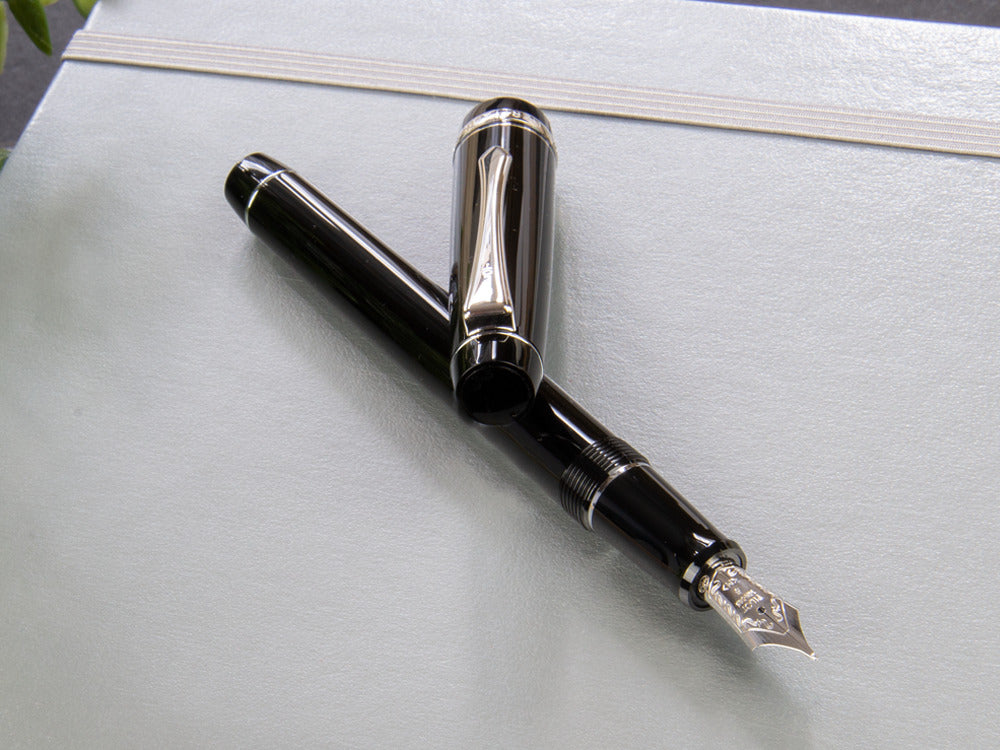 Stylo Plume Pilot Custom Heritage 91, Résine, Chrome, Noir, NH91N