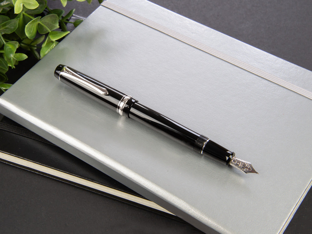 Stylo Plume Pilot Custom Heritage 91, Résine, Chrome, Noir, NH91N