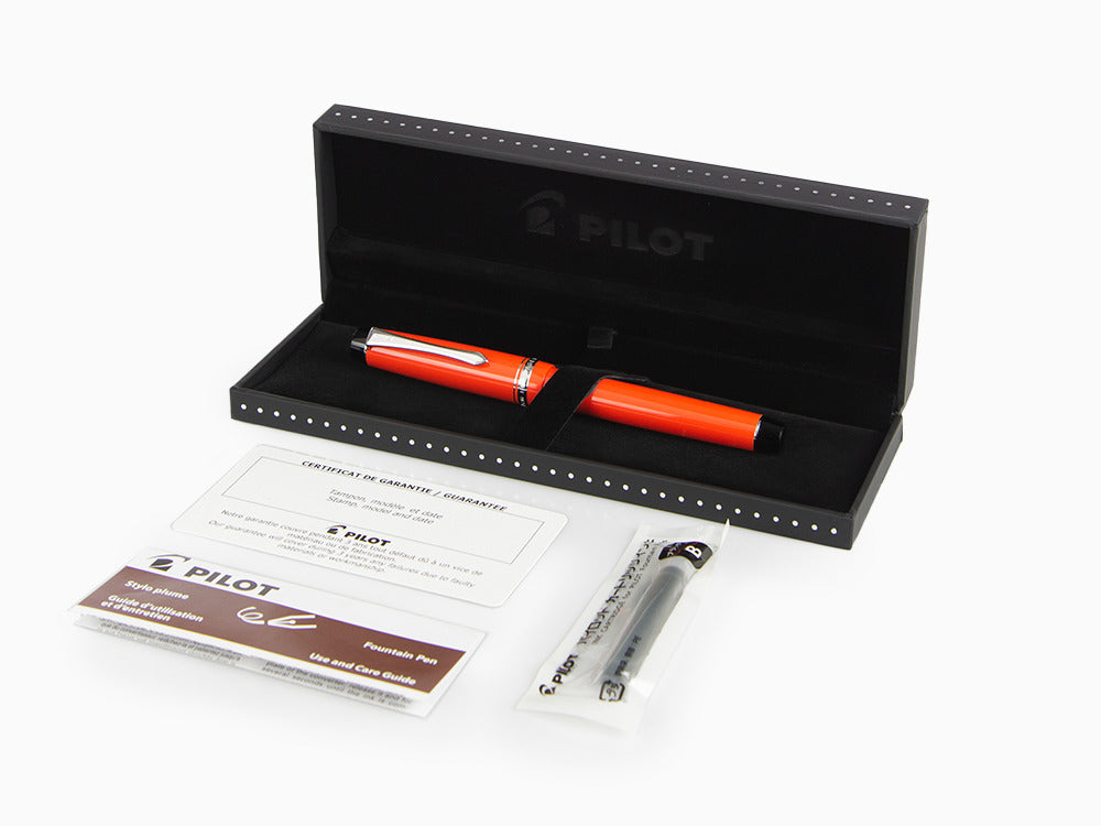 Stylo Plume Pilot Custom Heritage 91, Résine, Chrome, Orange, NH91R