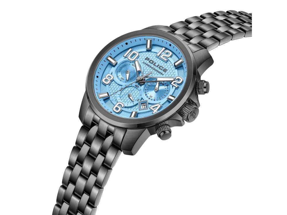 Montre à Quartz Police Belem, PVD, 43 mm, Bleu, PEWGI0000302